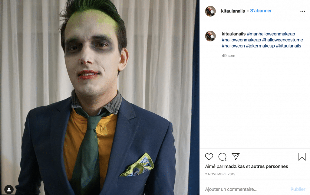 Maquillage éco-responsable mort vivant homme sur Instagram